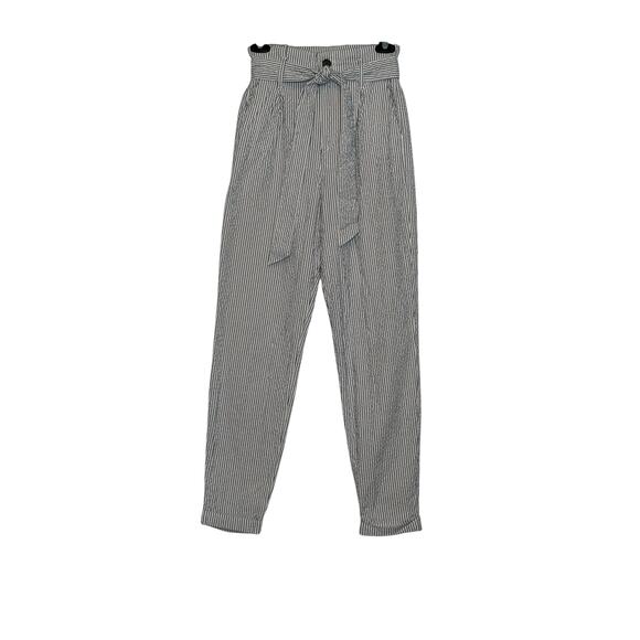 H&M white blue pinstripes pleated high waist pants size 4 - Picture 6 of 14